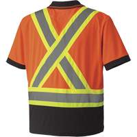 6986 Bird's-Eye Safety Polo Shirt, Polyester, Small, High Visibility Orange NTL Industrial
