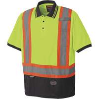 6987 Bird's-Eye Safety Polo Shirt, Polyester, X-Small, High Visibility Lime-Yellow NTL Industrial
