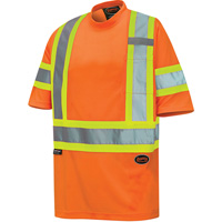6970 Bird's-Eye Safety T-Shirt, Polyester, X-Small, High Visibility Orange NTL Industrial