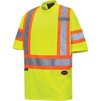 6971 Bird's-Eye Safety T-Shirt, Polyester, X-Small, High Visibility Lime-Yellow NTL Industrial