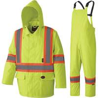 5609 210D Waterproof Rain Suit, Polyester/PVC, X-Small, High Visibility Lime-Yellow NTL Industrial