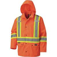5575A 450D Waterproof Safety Jacket with Detachable Hood, Polyester, High Visibility Orange, Small NTL Industrial