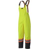 5405 300D Trilobal Ripstop Waterproof Bib Pants, Polyester, X-Small, High Visibility Lime-Yellow NTL Industrial