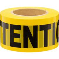 Barricade Warning Tape, Bilingual, 3" W x 1000' L, 1.5 mils, Black on Yellow SHE799 | NTL Industrial