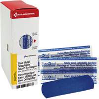 Fabric Blue Detectable Bandages, Rectangular/Square, 1", Fabric Metal Detectable, Sterile SHE879 | NTL Industrial