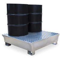 Ultra-Spill Pallet en acier, 4 barils, Capacit&eacute; de d&eacute;versement 68 gal. US, 49,1" x 47,1" x 10,9" NTL Industrial