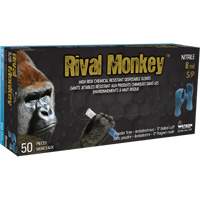 Gants jetables r&eacute;sistants aux produits chimiques &agrave; haut risque Rival Monkey, Moyen, Nitrile, 8 mils, Sans poudre, Bleu NTL Industrial