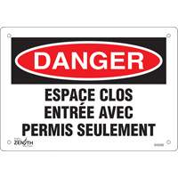 Enseigne  Espace clos , 7" x 10", Aluminium, Français NTL Industrial