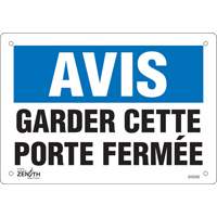 "Porte fermée" Sign, 7" x 10", Vinyl, French SHG592 | NTL Industrial