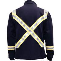 Flame Resistant Striped Full Zip Fleece Jacket, Small, Navy Blue NTL Industrial