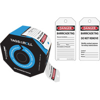 &eacute;tiquettes de danger pour barricade, Papier cartonn&eacute;, 3" la x 6-1/4" h, Anglais NTL Industrial