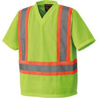 5993P Mesh Safety T-Shirt, Polyester, Small, High Visibility Lime-Yellow NTL Industrial