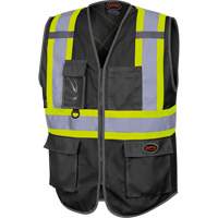 6959BK Tricot High-Visibility Safety Vest with Zipper Closure, Black, X-Small, Polyester NTL Industrial