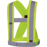 5493 High-Visibility 4" Wide Adjustable Safety Sash, Meets/Exceeds CSA Z96 Class 2 - Level 2, High Visibility Lime-Yellow, Silver Reflective Colour, One Size NTL Industrial