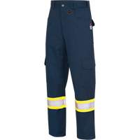 7764 FR-Tech&reg; High Visibility 88/12 FR/Arc Rated Safety Cargo Pants, 30, x 32, Navy Blue NTL Industrial