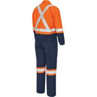 FR-Tech<sup>®</sup> 2-Tone Safety Coverall, Size 40, Navy Blue/Orange, 10 cal/cm² SHI224 | NTL Industrial