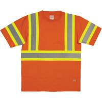 Short Sleeve Safety T-Shirt, Cotton, X-Small, High Visibility Orange NTL Industrial