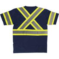 Short Sleeve Safety T-Shirt, Cotton, X-Small, Navy Blue NTL Industrial