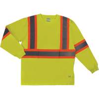 Long Sleeve Safety T-Shirt, Cotton, X-Small, High Visibility Lime-Yellow NTL Industrial