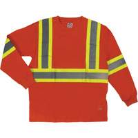 Long Sleeve Safety T-Shirt, Cotton, X-Small, High Visibility Orange SHI995 | NTL Industrial