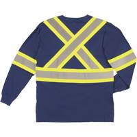 Long Sleeve Safety T-Shirt, Cotton, X-Small, Navy Blue SHJ014 | NTL Industrial