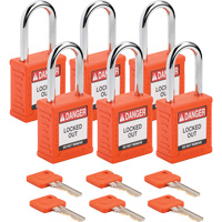 Velocity Lockout Padlocks, Orange, Keyed Different, Nylon, 1-1/2" Width NTL Industrial