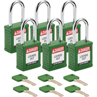 Velocity Lockout Padlocks, Green, Keyed Different, Nylon, 1-1/2" Width NTL Industrial