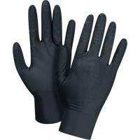 Gants d'examen de poids lourd &agrave; prise tactile, Petit, Nitrile, 8 mils, Sans poudre, Noir NTL Industrial