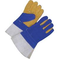 Gants pour soudeur doubl&eacute;s avec poignet de 5", Cuir de vache refendu, Taille 2T-Grand NTL Industrial