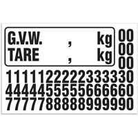 G.V.W. Truck Number Kit, Assorted Numbers/Letters/Punctuation, Black NTL Industrial