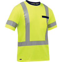 Bisley&reg; X-Back Short Sleeve Shirt, Poly-Cotton, Small, High Visibility Lime-Yellow NTL Industrial