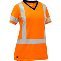 Bisley&reg; Women's X-Back Short Sleeve Shirt, Poly-Cotton, Small, High Visibility Orange NTL Industrial