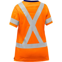 Bisley&reg; Women's X-Back Short Sleeve Shirt, Poly-Cotton, Small, High Visibility Orange NTL Industrial