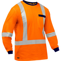 Bisley&reg; X-Back Long Sleeve Shirt, Poly-Cotton, Small, High Visibility Orange NTL Industrial