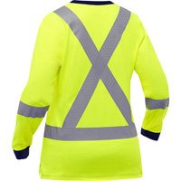 Bisley&reg; Women's X-Back Long Sleeve Shirt, Poly-Cotton, Small, High Visibility Lime-Yellow NTL Industrial