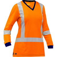 Bisley&reg; Women's X-Back Long Sleeve Shirt, Poly-Cotton, Small, High Visibility Orange NTL Industrial