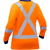 Bisley&reg; Women's X-Back Long Sleeve Shirt, Poly-Cotton, Small, High Visibility Orange NTL Industrial
