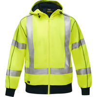 Coton ouat&eacute; doubl&eacute; de sherpa avec capuchon &agrave; fermeture &eacute;clair compl&egrave;te et X au dos Bisley, Petit, Jaune lime haute visibilit&eacute; NTL Industrial