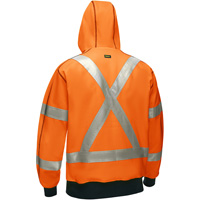 Coton ouat&eacute; doubl&eacute; de sherpa avec capuchon &agrave; fermeture &eacute;clair compl&egrave;te et X au dos Bisley, Petit, Orange haute visibilit&eacute; NTL Industrial