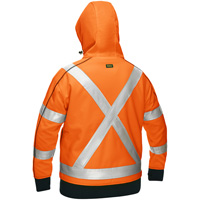 Coton ouat&eacute; doubl&eacute; de sherpa avec capuchon &agrave; fermeture &eacute;clair compl&egrave;te et X au dos Bisley pour femmes, Petit, Orange haute visibilit&eacute; NTL Industrial