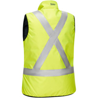 Bisley&reg; X-Back Women's Contoured Reversible Puffer Vest, High Visibility Lime-Yellow, Small, Polyester NTL Industrial