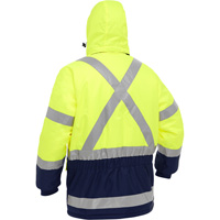 Bisley&reg; X-Back Extreme Cold Jacket with Navy Bottom, Polyester, High Visibility Lime-Yellow, Small NTL Industrial