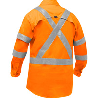 Bisley&reg; X-Back Long Sleeve Work Shirt with X-Airflow, Poly-Cotton, Small, High Visibility Orange NTL Industrial