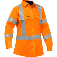 Bisley&reg; X-Back Women's Long Sleeve Work Shirt with X-Airflow, Poly-Cotton, Small, High Visibility Orange NTL Industrial
