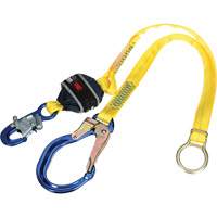 Tie-Back Web Shock-Absorbing Lanyard, 6', Rebar Hook Center, Snap Hook Leg Ends, Polyester NTL Industrial