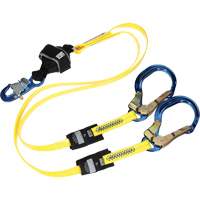 Twin-Leg Arc Flash Coated Web Shock-Absorbing Lanyard, 6', Rebar Hook Center, Snap Hook Leg Ends NTL Industrial