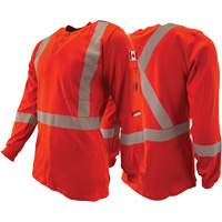 Chandail &agrave; manches longues ignifuge et r&eacute;sistant &agrave; l'arc &eacute;lectrique avec bandes de 2" Henley Atlas Guardian, T-petit, Orange haute visibilit&eacute; NTL Industrial