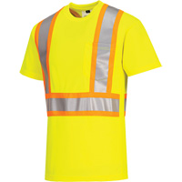 T-shirt de s&eacute;curit&eacute; &agrave; bandes contrastantes, Polyester, Petit, Jaune lime haute visibilit&eacute; NTL Industrial