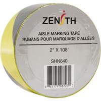 Aisle Marking Tape, 2" x 108', PVC, Noir et jaune NTL Industrial