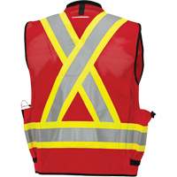 6678 High-Visibility Antimicrobial Mesh-Back Surveyor Vest, Red, Small, Polyester NTL Industrial